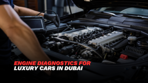 luxury car engine diagnostics Dubai technician inspecting performance engine