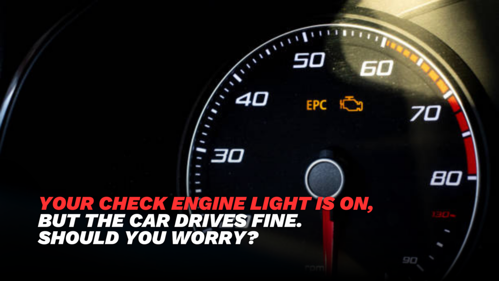 Check engine light illuminated on a car dashboard while the vehicle appears to run normally